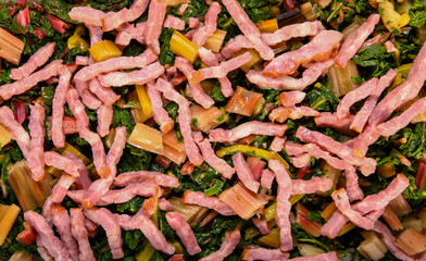 Fresh swiss rainbow chard recipe with belly flaps. High quality photo