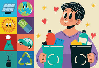 male ecologist with recycle