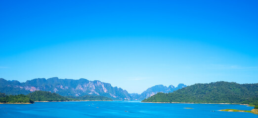 Cheow Lan lake, Ratchaprapha Dam, Khao Sok National Park in Thailand.