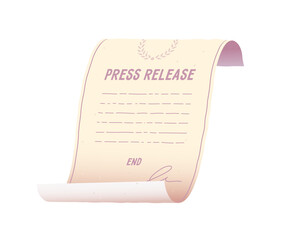 Press release template on paper. Vector illustration of a state document.