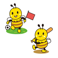 Cute bees illustration set - Vector