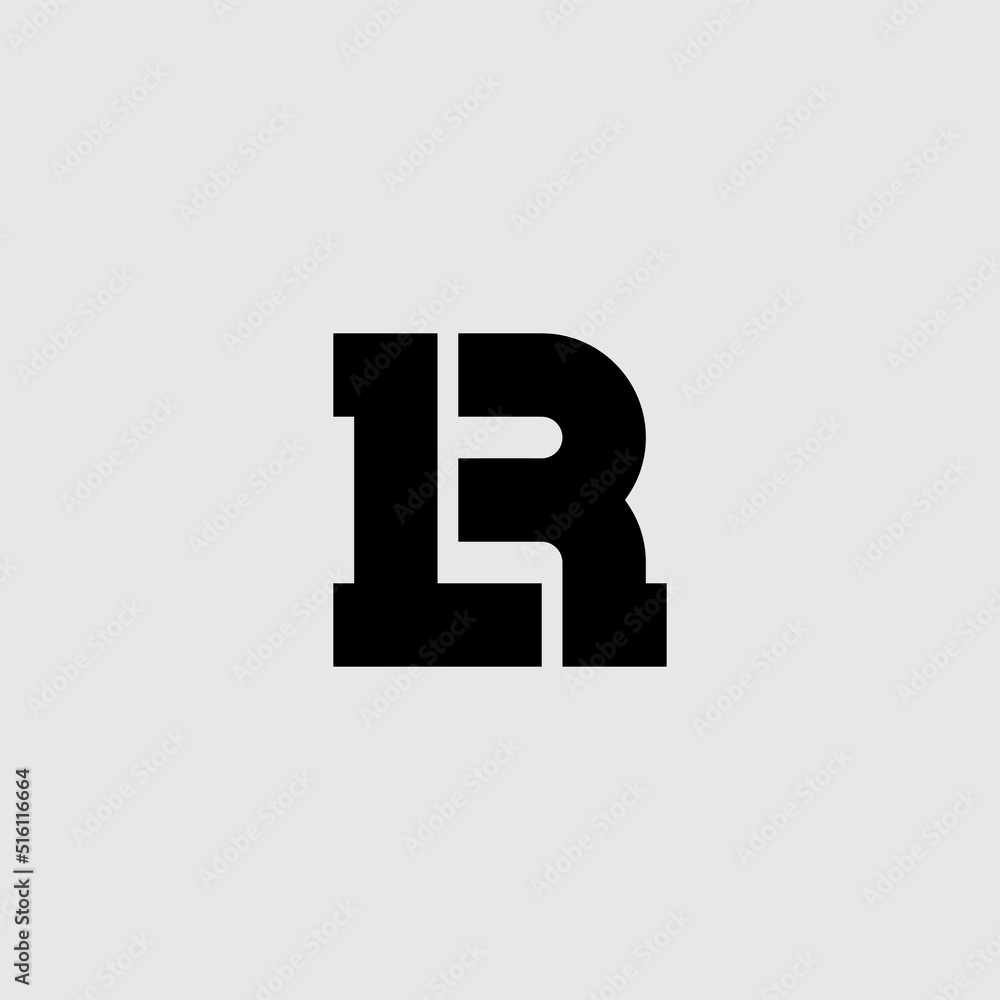 Poster l and r initials or logo. lr monogram or logotype. rl - design element or icon.