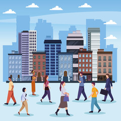 people walking on the city