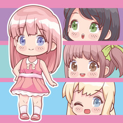 group of little girls anime