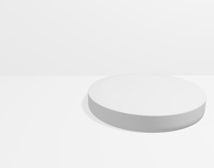 White realistic 3d cylinder podium on white
