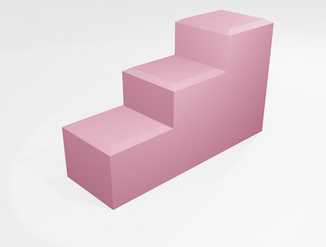 Pink Stairs 3d Pedestal Podium On White