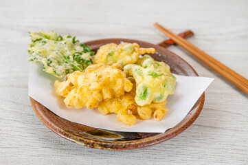 大葉とコーンと枝豆の天ぷら