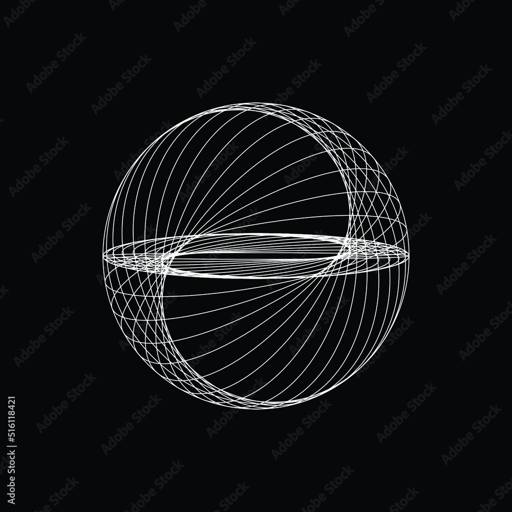 Wall mural lines in circle form . spiral vector illustration .technology round. linear logo . design element . 
