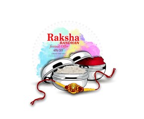 illustration of decorated rakhi for Indian festival Raksha Bandhan background.