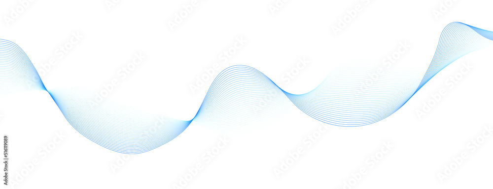 Poster abstract blue smooth wave on a white background. dynamic sound wave. design element. vector illustra