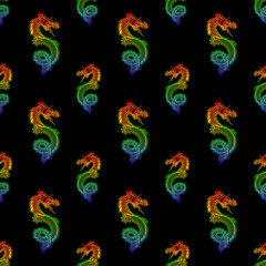 Fototapeta na wymiar Seamless Rainbow Dragon Texture