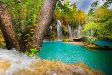 Magical Kursunlu Waterfalls in Antalya, Turkey. Kursunlu selalesi