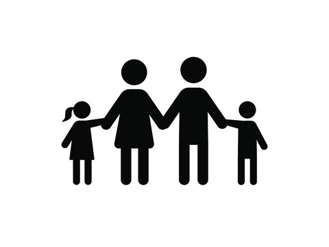 Vector image of a family. Icon of a large family consisting of father mother daughter and son