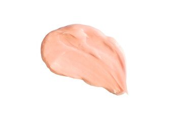 Cream texture stroke isolated on white background. Facial creme, foam, gel or body lotion skincare icon. Pink face cream cosmetic product smear swatch.