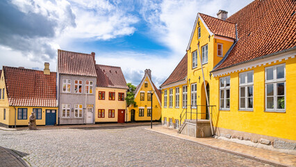 Aabenraa, Denmark; July 6, 2022 - Old traditional Danish houses, Aabenraa, Denmark