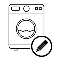 Washing machine equipment, Electric washer laundry icon, wash symbol clothes, vector illustration background