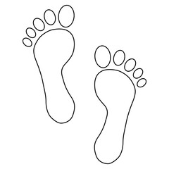 Foot print human sign, track walking design icon, outline vector illustration