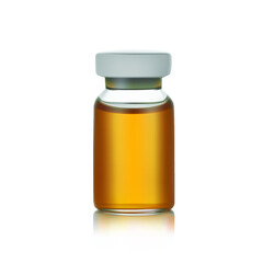 A vial with a white cap, a highly realistic illustration on a white background.