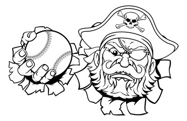 Pirate Baseball Ball Sports Mascot Cartoon