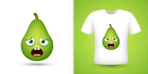 Avocado on white shirt. Vector