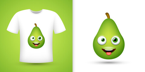 Avocado on white shirt. Vector