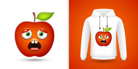 Apple on white sweatshirt hoodie. Vector