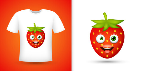 Strawberry on white shirt. Vector