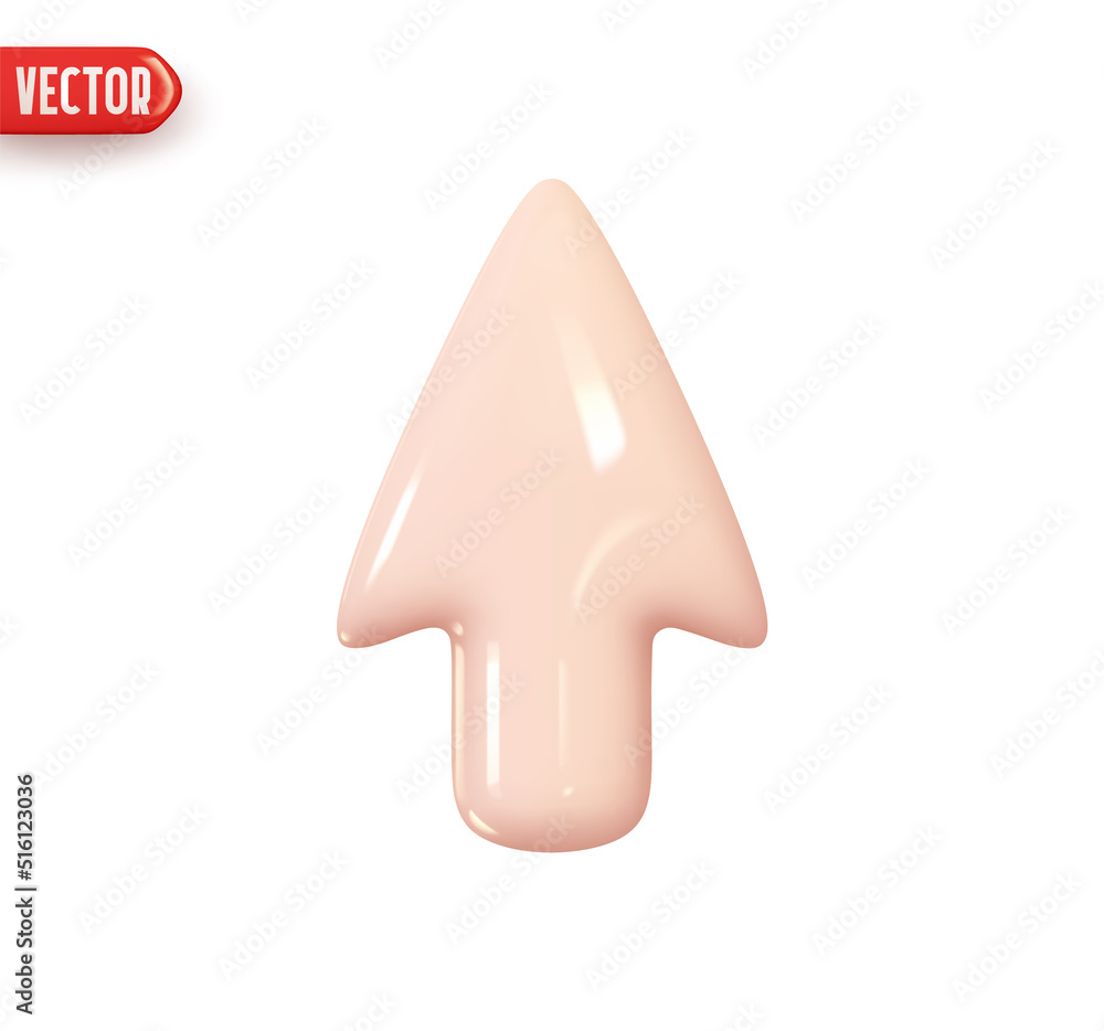 Poster arrow cursor. computer pointer arrow. realistic 3d design in plastic cartoon style. icon isolated on