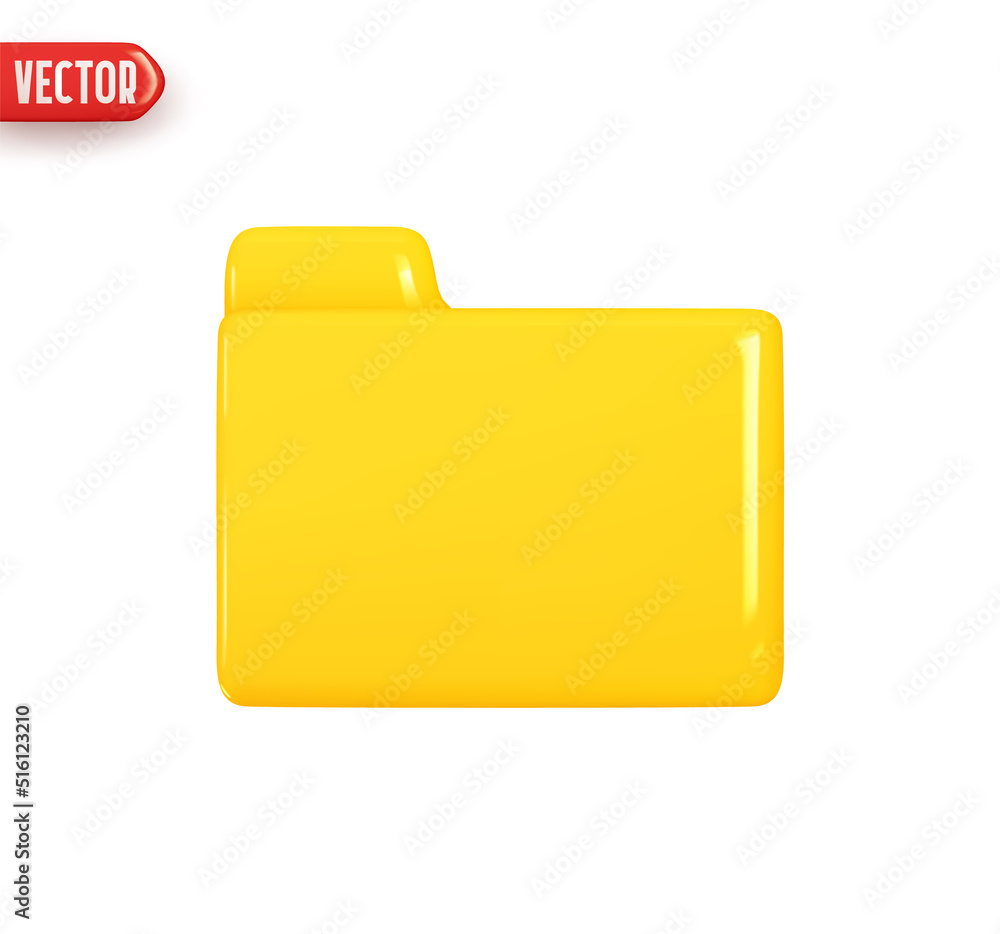Poster folder file. folder with document archive. computer file yellow color. realistic 3d design in plasti