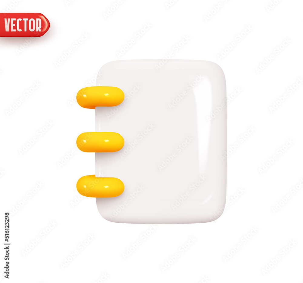 Poster notebook blank sheet. note paper empty. realistic 3d design in plastic cartoon style. icon isolated 