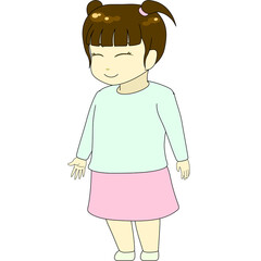 ちびキャラのイラスト（女性・横向き）