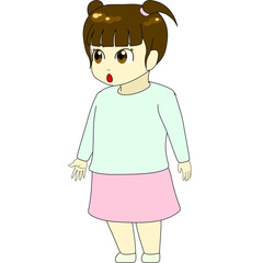 Obraz premium ちびキャラのイラスト（女性・横向き）