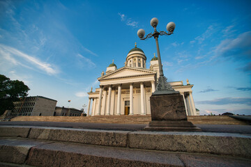 Helsinki Cathedral in Finland with blue sky
