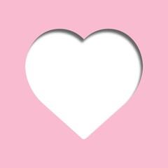 Heart shape in paper cut out style, template for Valentine's Day card.
