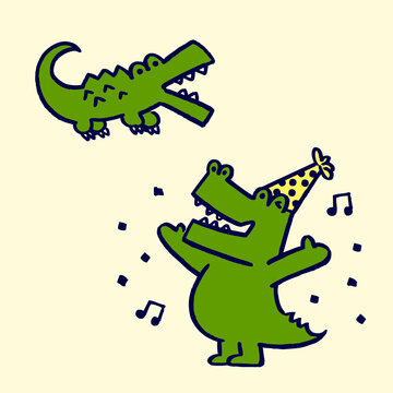 Cute crocodile and alligator illustration set - Vector