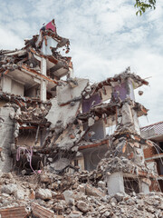 Demolition of old building. Front view