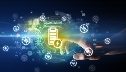 touching with soft gesture multimedia screen with future technology concept