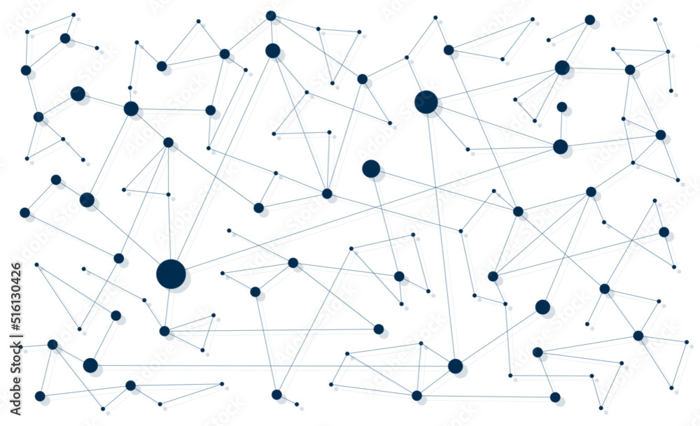 Aufkleber Circuit network technology connected dots and lines background template. Blockchain linked global digital database graphic vector
