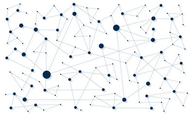 Circuit network technology connected dots and lines background template. Blockchain linked global digital database graphic vector
