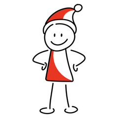 Strichmännchen mit Weihnachtsmütze, Weihnachten