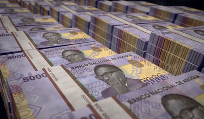 Angola Kwanza money banknotes print 3d illustration