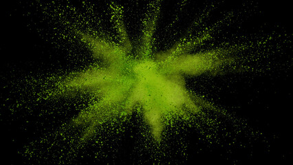 Green Colored powder explosion.