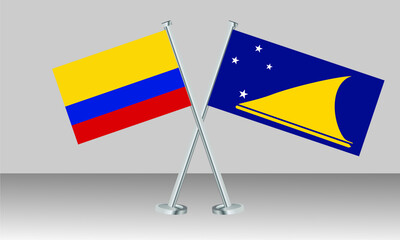 Crossed flags of Colombia and Tokelau. Official colors. Correct proportion. Banner design
