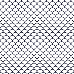 White scallops seamless pattern with navy background.