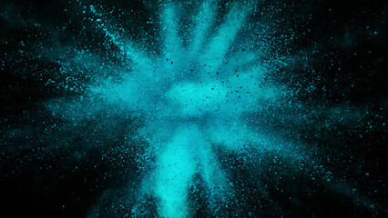 Blue Colored powder explosion.