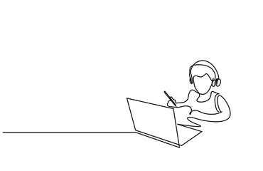 a student taking lessons from a laptop and computer in a small child's home