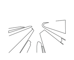 bottom up finance business center tall buildings and skyscrapers concept