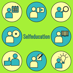 Selfeducation icon set. Color illustration for application. Vector.  - obrazy, fototapety, plakaty