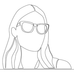 Continuous line drawing woman with glasses concept
