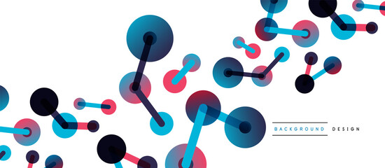 Abstract background. Round dots connected by lines. Trendy techno business template for wallpaper, banner, background or landing